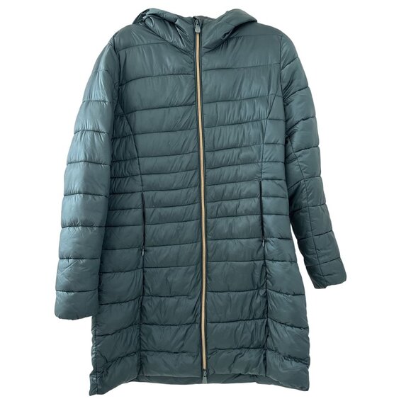 Save The Duck Blue Women's Ultra Light Zip Parka Hooded Jacket Size large - Picture 1 of 5